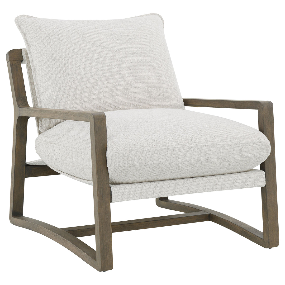Geneva Boucle Sectional with Left Chaise & Wood Arm Accent Chair - Accent Chair