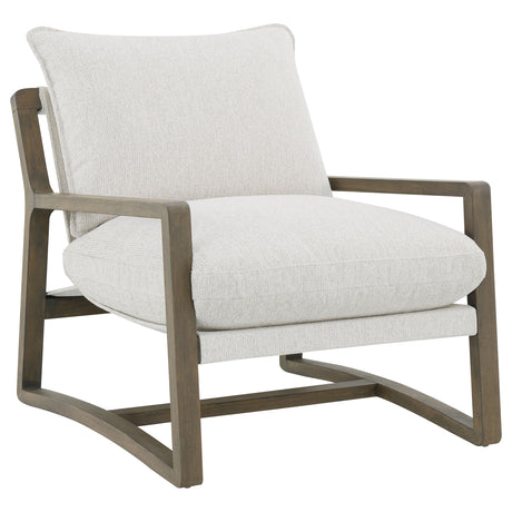 Geneva Boucle Sectional with Left Chaise & Wood Arm Accent Chair - Accent Chair