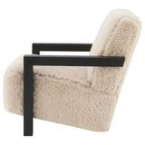 Fitzroy Faux Fur Accent Chair with Solid Wood Arms - Plush Latte Lounge Chair – view 5