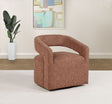 Westhill Swivel Accent Chair - Curved Barrel Back in Berry Boucle – view 1