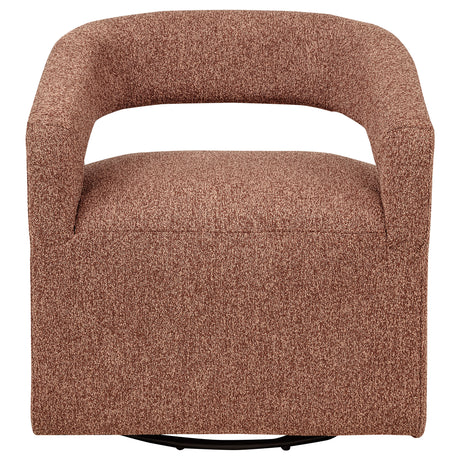 Westhill Swivel Accent Chair - Curved Barrel Back in Berry Boucle – view 3