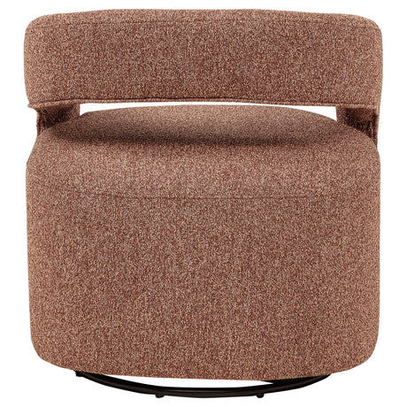 Westhill Swivel Accent Chair - Curved Barrel Back in Berry Boucle – view 7