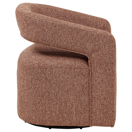 Westhill Swivel Accent Chair - Curved Barrel Back in Berry Boucle – view 9