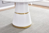 Treina Mid-Century Modern White Laquered 5 Pcs Round Dining Set in Green - detail view