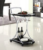 Elfman 2-Tier Bar Cart - Black Glass Shelves on Chrome Frame with Wine & Stemware Storage – view 1