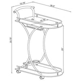 Elfman 2-Tier Bar Cart - Black Glass Shelves on Chrome Frame with Wine & Stemware Storage – view 11