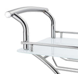 Elfman 2-Tier Bar Cart - White Glass Shelves on Curved Chrome Frame with Wine & Stemware Racks – view 10