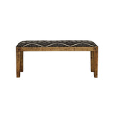 Lamont Upholstered Accent Bench - Black & White Geometric Cotton on Solid Mango Wood with Nailheads – view 3