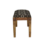 Lamont Upholstered Accent Bench - Black & White Geometric Cotton on Solid Mango Wood with Nailheads – view 5