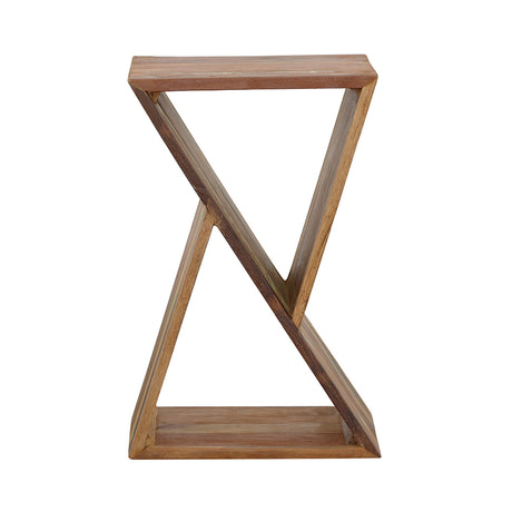 Lily Reclaimed Wood Accent Side Table - Geometric Hourglass Design in Natural – view 6
