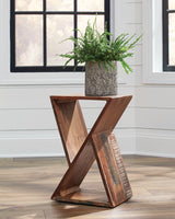Lily Reclaimed Wood Accent Side Table - Geometric Hourglass Design in Natural – view 2
