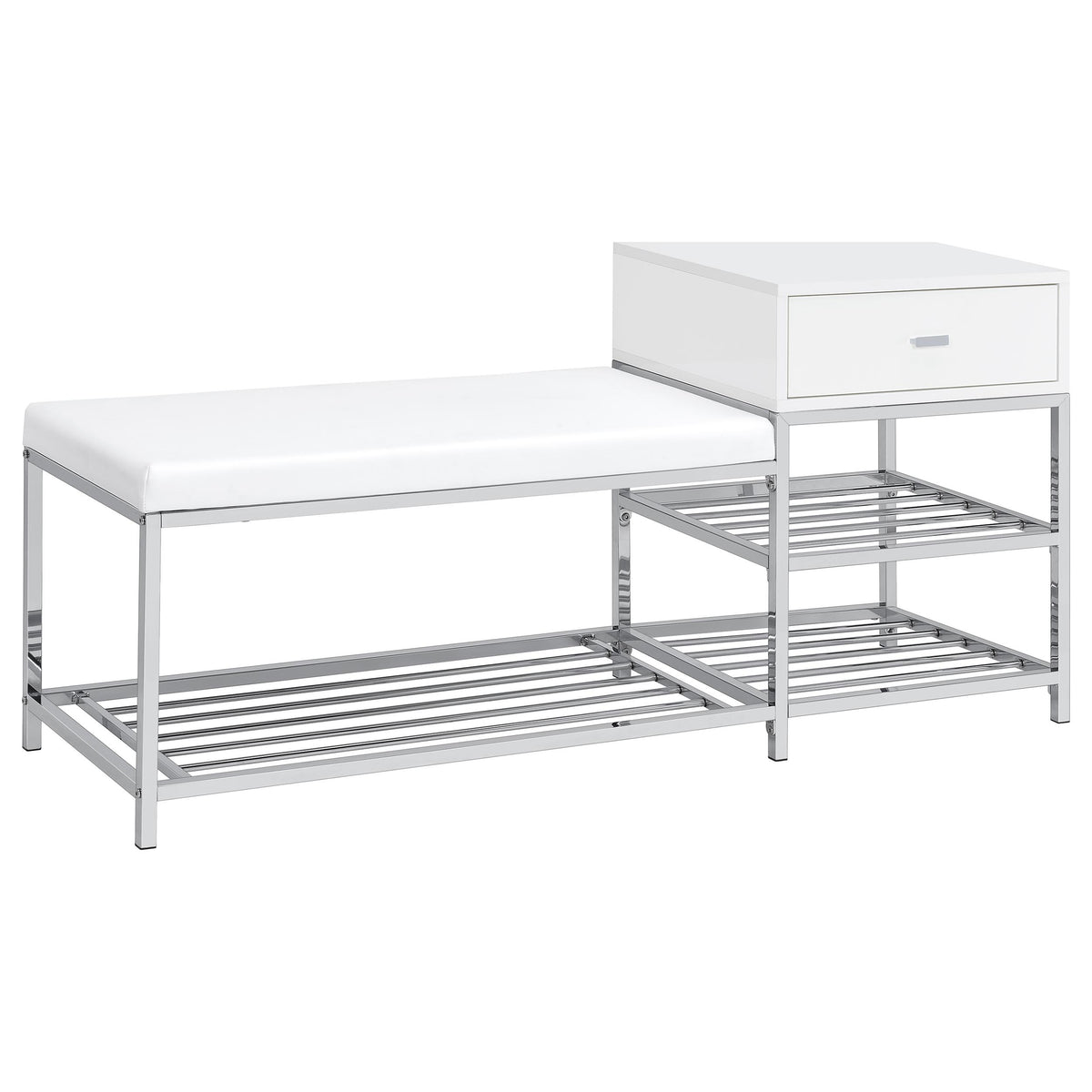 Siega Shoe Storage Entryway Bench - White High Gloss