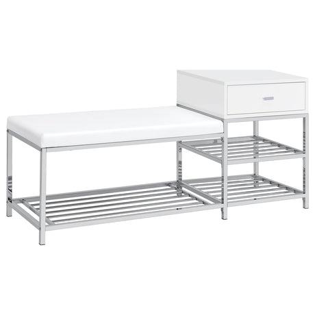 Siega Shoe Storage Entryway Bench - White High Gloss