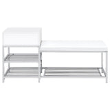 Siega Shoe Storage Entryway Bench - 1 Drawer & Leatherette Seat in White High Gloss with Chrome – view 7