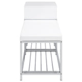 Siega Shoe Storage Entryway Bench - 1 Drawer & Leatherette Seat in White High Gloss with Chrome – view 8