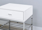 Siega Shoe Storage Entryway Bench - 1 Drawer & Leatherette Seat in White High Gloss with Chrome – view 9