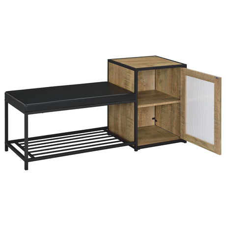 Martino Shoe Storage Entryway Bench with Cabinet - Mango & Sandy Black with Padded Leatherette Seat – view 3