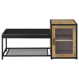 Martino Shoe Storage Entryway Bench with Cabinet - Mango & Sandy Black with Padded Leatherette Seat – view 4