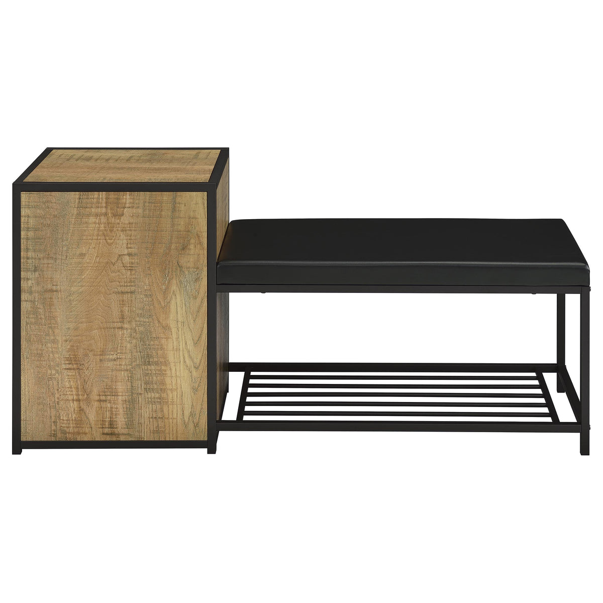 Martino Shoe Storage Entryway Bench with Cabinet - Mango & Sandy Black with Padded Leatherette Seat – view 7
