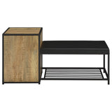 Martino Shoe Storage Entryway Bench with Cabinet - Mango & Sandy Black with Padded Leatherette Seat – view 7
