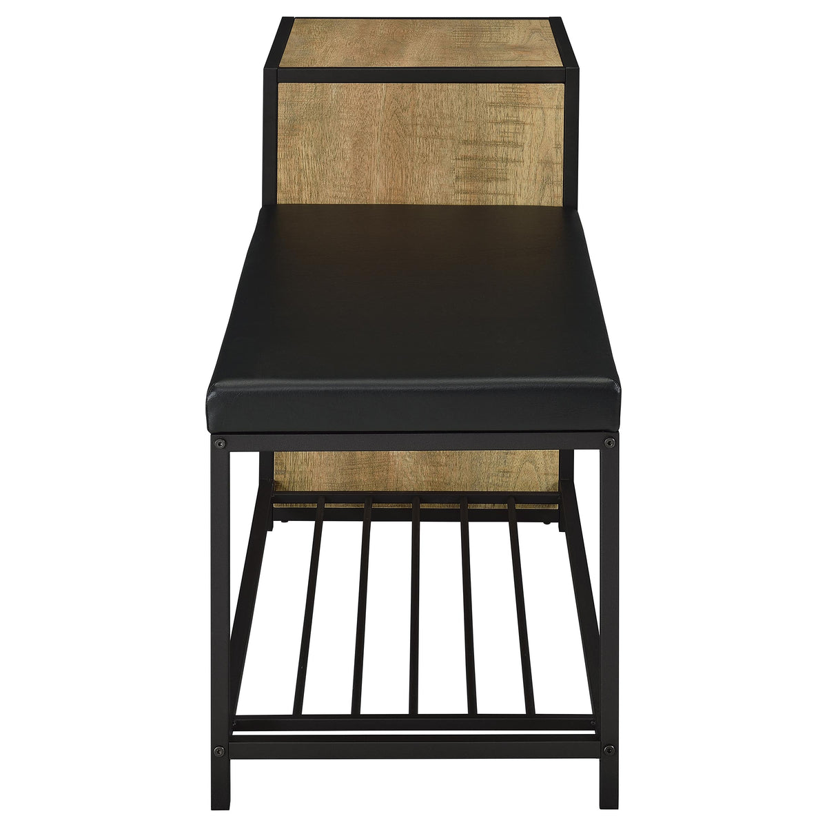 Martino Shoe Storage Entryway Bench with Cabinet - Mango & Sandy Black with Padded Leatherette Seat – view 8
