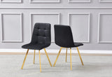 Modern Velvet Dining Chair H02BGC in Black - front view