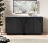 Questa 31" Scandinavian Mid Century 2-Door Wood Grain Cabinet - room setting