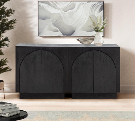 Questa 31" Scandinavian Mid Century 2-Door Wood Grain Cabinet - room setting