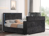 Yureya Upholstered Modern Platform Bed Frame with Hidden TV Lift Storage, California King… - room setting