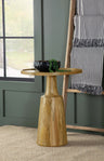 Ixia Round Solid Mango Wood Accent Side Table - Sculpted Pedestal Base in Natural or Black Stain – view 1