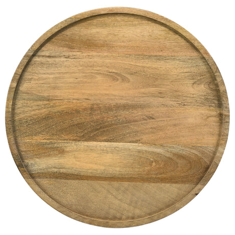 Ixia Round Solid Mango Wood Accent Side Table - Sculpted Pedestal Base in Natural or Black Stain – view 4