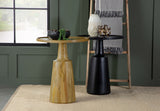 Ixia Round Solid Mango Wood Accent Side Table - Sculpted Pedestal Base in Natural or Black Stain – view 7