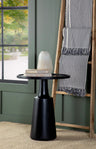Ixia Round Solid Mango Wood Accent Side Table - Sculpted Pedestal Base in Natural or Black Stain – view 8