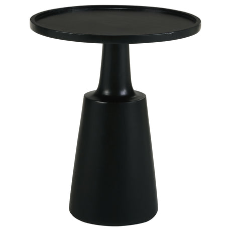 Ixia Round Solid Mango Wood Accent Side Table - Black Stain