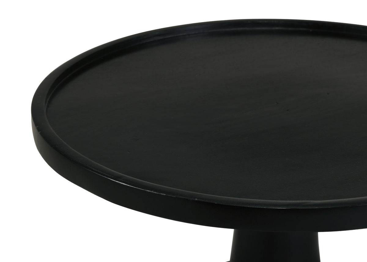 Ixia Round Solid Mango Wood Accent Side Table - Sculpted Pedestal Base in Natural or Black Stain – view 10