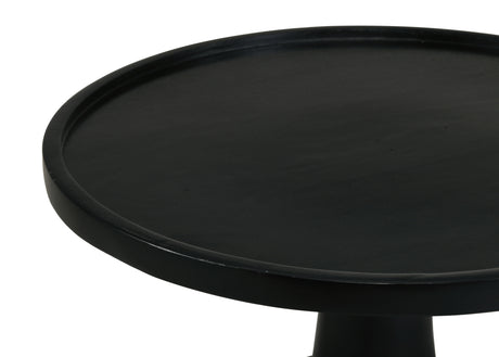 Ixia Round Solid Mango Wood Accent Side Table - Sculpted Pedestal Base in Natural or Black Stain – view 10