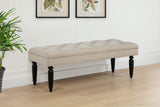 Marsha Button-Tufted Upholstered Accent Bench - Latte Fabric on Black Turned Legs – view 1