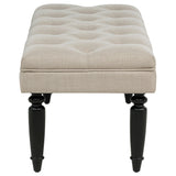 Marsha Button-Tufted Upholstered Accent Bench - Latte Fabric on Black Turned Legs – view 4