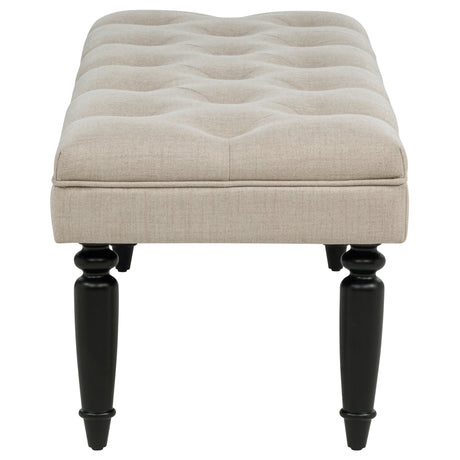 Marsha Button-Tufted Upholstered Accent Bench - Latte Fabric on Black Turned Legs – view 4