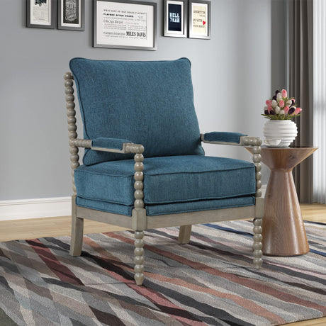 Hanako Accent Chair in Blue And Antique Grey - front view