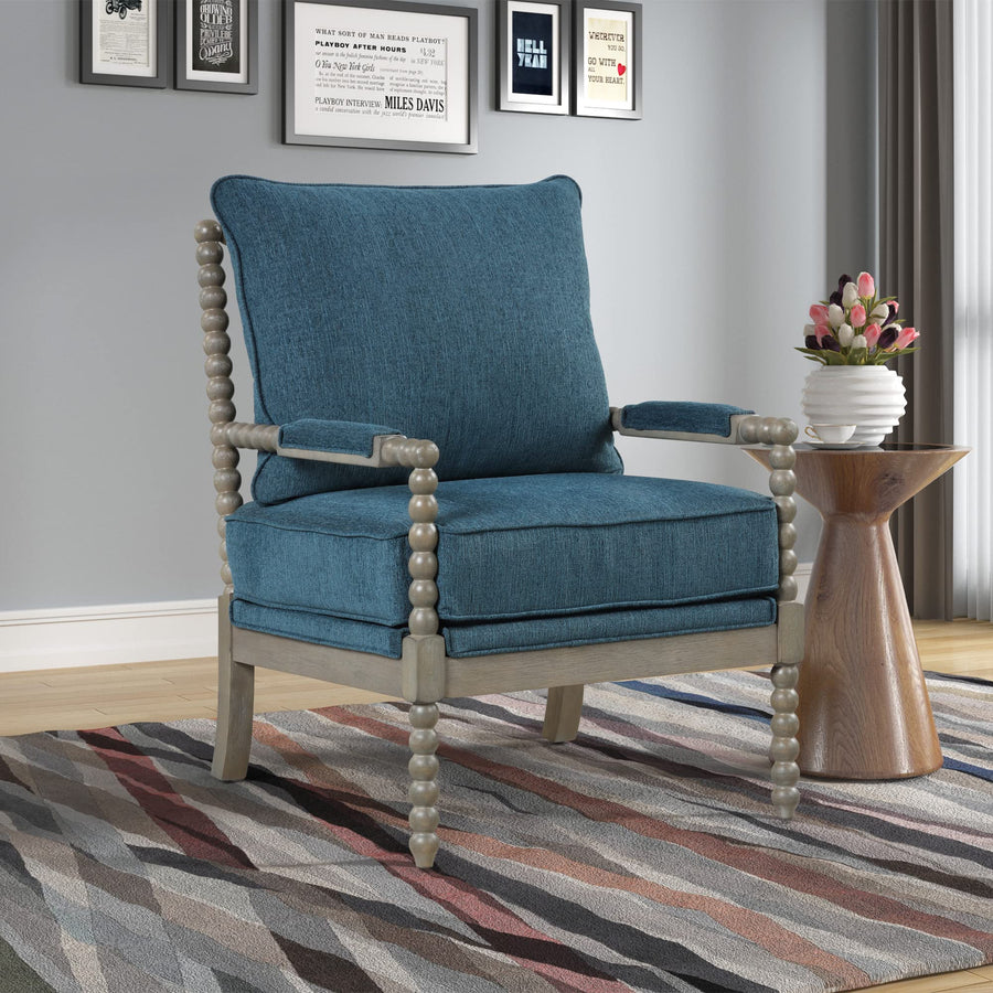 Hanako Accent Chair in Blue And Antique Grey