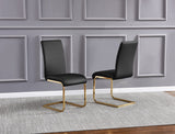 Mirage 5 Pcs Glass Top Mid-Century Modern Dining Set, Gold Finish in Black - front view