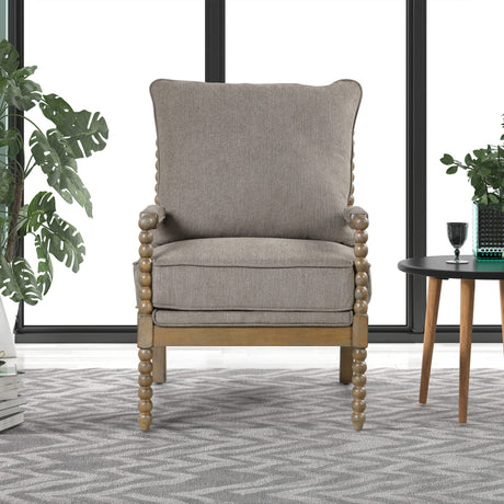 Hanako Accent Chair in Taupe And Natural Oak - angle view
