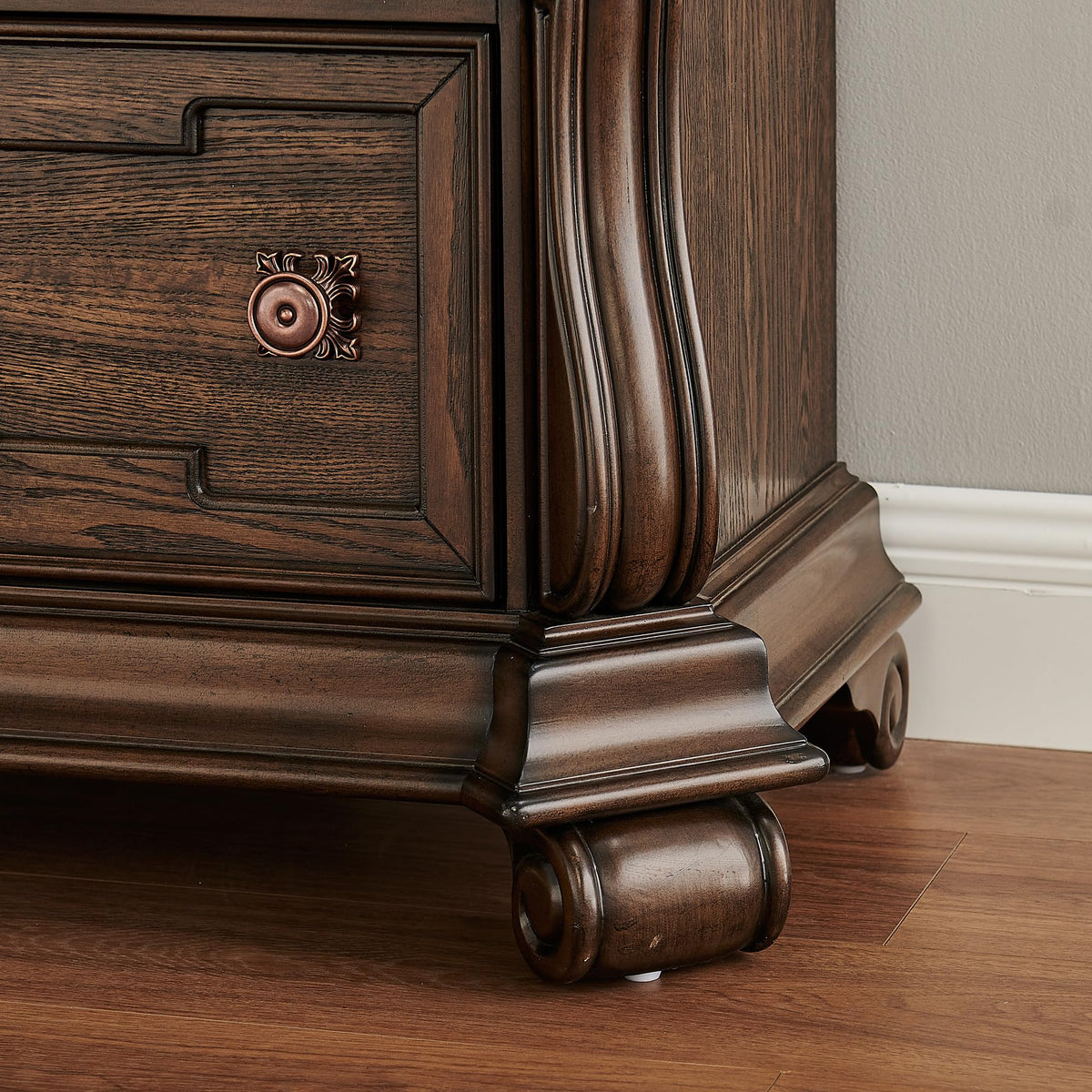 Belvedere 32.5" Wide 2-Drawer Traditional Nightstand in Dark Cherry - back view