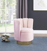 Modern Velvet New Swivel Accent Chair in Pink - front view - Pink
