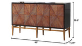 Modern Wood Kitchen Cabinet/Sideboard in Antique Brown/Gold - side view