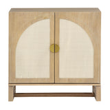 Cora 31" Wide 2-Door Accent Cabinet Natural Oak Wood Finish Boho Modern Detailed Sideboard Organic… - detail view