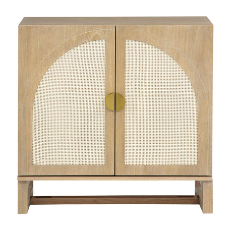 Cora 31" Wide 2-Door Accent Cabinet Natural Oak Wood Finish Boho Modern Detailed Sideboard Organic… - detail view