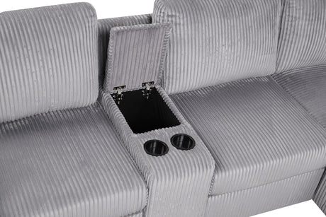 Solesse 9-Piece Contemporary Modular Sectional Sofa, Ridged 100% Polyester Upholstery in Grey - room setting