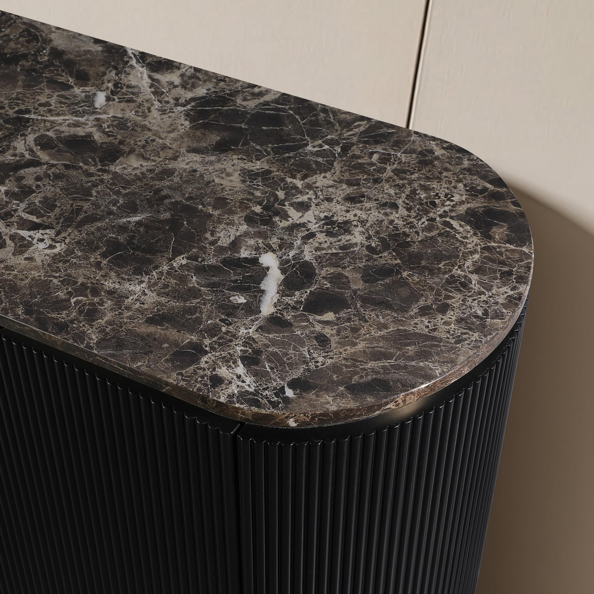Trandell 70" Modern Glam Faux Marble Top Fully Assembled Sideboard - close-up